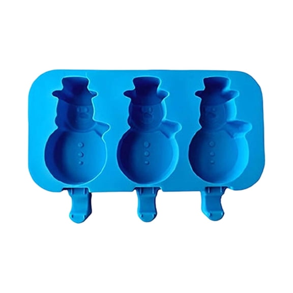 SUYOLL Snowman Shaped Silicone Popsicle Mold Reusable Tray For Homemade Frozen Treats And Refreshing Summer Desserts Blue