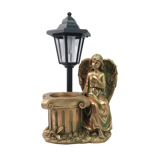 SUYOLL Solar Angel Statue Garden Light With Led Light Resin Outdoor Prayer Ornament For Yard And Patio Decoration