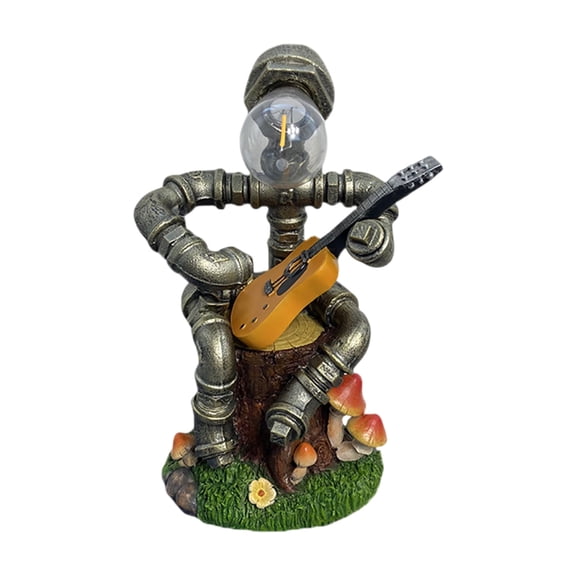 SUYOLL Outside Yard Solar Powered Robot Garden Lamp Resin Statue For Outdoor Enchanting Courtyard And Ornament With Unique Design