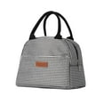 thumbnail image 1 of SUYOLL Striped Insulated Lunch Tote Bag Reusable Lightweight Thermal Cooler Bag For Men Women For Work Picnic School Or Travel Gray, 1 of 9