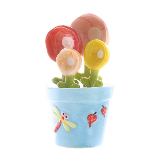 SUYOLL Tableware Blue Ceramic Measuring Spoons Decorative Kitchen Table Measuring Utensils