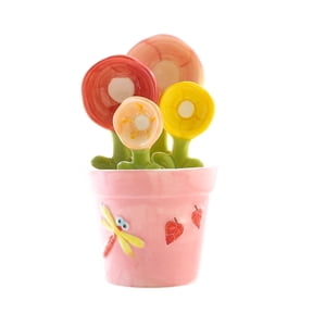 SUYOLL Tableware Pink Ceramic Measuring Spoons Decorative Kitchen Table Measuring Utensils