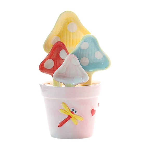 SUYOLL Tableware Red Ceramic Measuring Spoons Decorative Kitchen Table Measuring Utensils 20cm