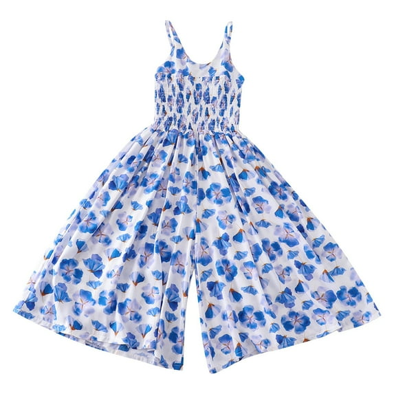 SUYOLL Teen Girls Jumpsuit Spaghetti Straps Summer Sleeveless Casual Bodysuit Loose Pants Wide Leg Fashion Holiday Jumpsuit 4-15Years Fun & Vibrant Designs