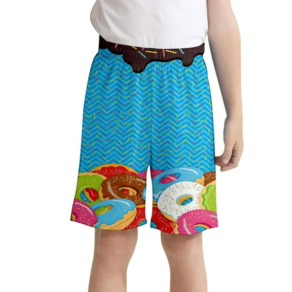 SUYOLL Toddler Boys Baseball Shorts Ice Cream Print Summer Casual Elastic Waist Comfortable Pockets Sports Activitie Casual Daily Wear 2-14 Years