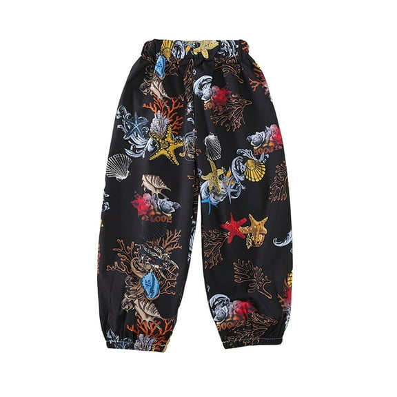 SUYOLL Toddler Boys Trousers Lightweight Breathable Proof Jogger Pants with Coral Print Elastic Waist Comfortable Daily Wear Outdoor Activities Holiday Vacation Beach