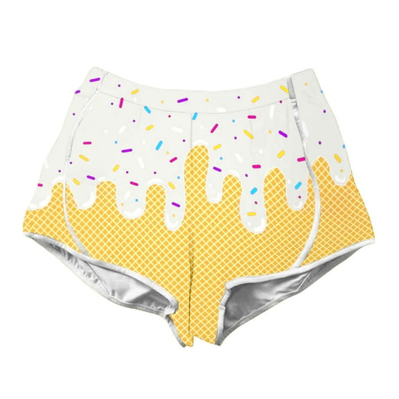SUYOLL Toddler Girls Summer Shorts Ice Cream Print Elastic Waist Comfortable Casual Play Outfits Daily Wear Vacation Bohemian Style 2-10 Years