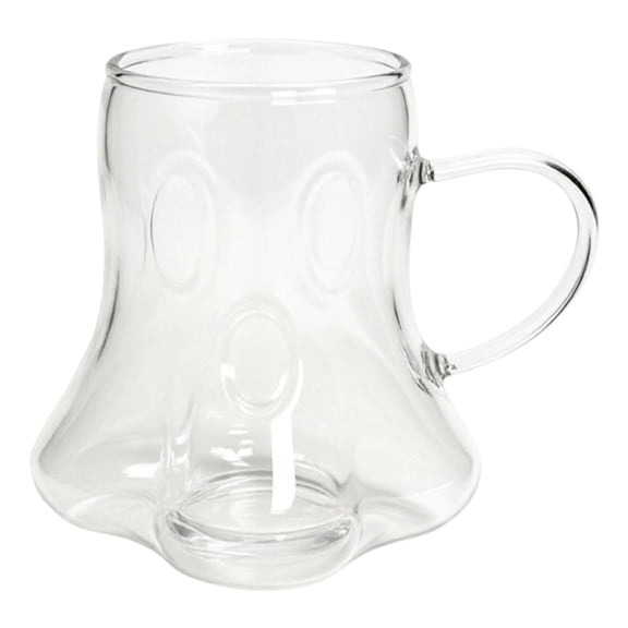 SUYOLL Transparent Face Glass Cup With 3D Handle For All Day Enjoyment Transparent Glass Cup Handle Water Cup