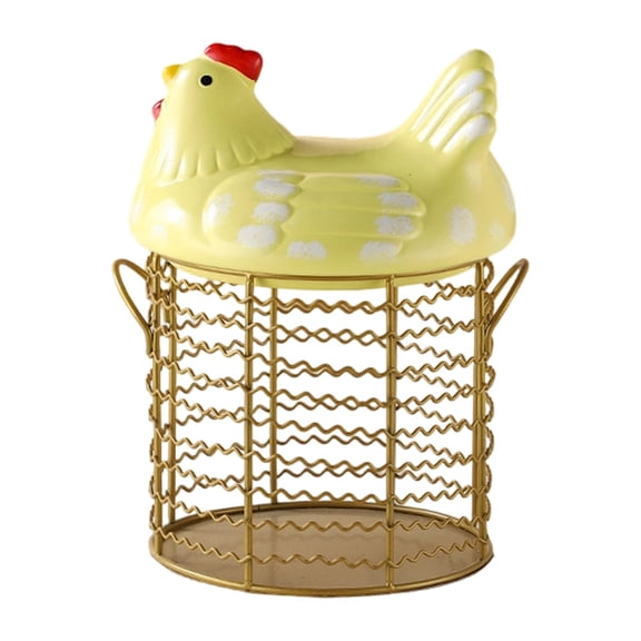 SUYOLL Whimsical Hen Design Egg Basket Charming Decorative Wire Holder For Kitchen Functional Storage With A Playful Touch