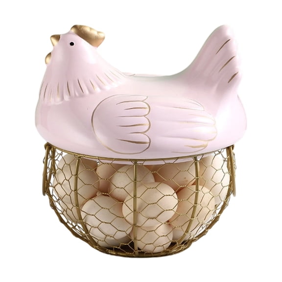 SUYOLL Whimsical Hen Design Egg Basket Charming Decorative Wire Holder For Kitchen Functional Storage With A Playful Touch