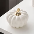 thumbnail image 1 of SUYOLL White Ceramic Pumpkin Ornament Desktop Home Halloween Decorations Indoor Decal, 1 of 5