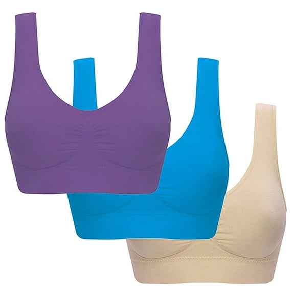 SUYOLL Women BraWire Free Round Neck Solid Color Beautiful Back Comfortable Bustiers Top Wireless Soft Bra Soft Everyday Bralettes