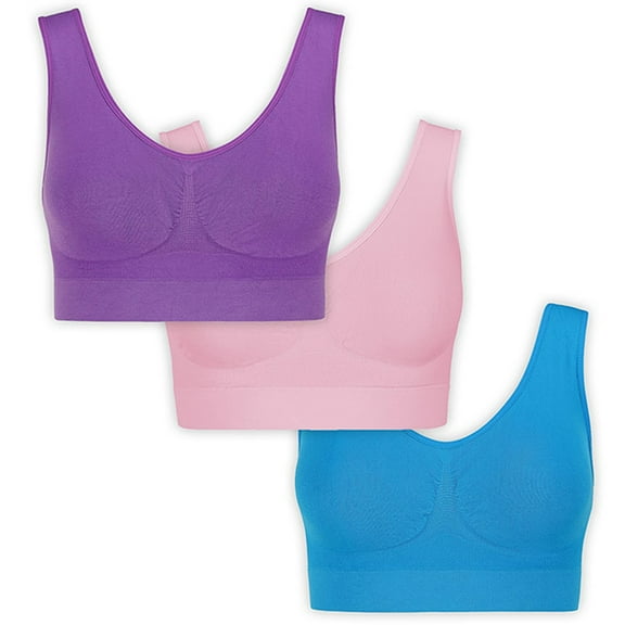 SUYOLL Women BraWire Free Round Neck Solid Color Beautiful Back Comfortable Bustiers Top Wireless Soft Bra Soft Everyday Bralettes