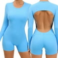 thumbnail image 1 of SUYOLL Women'S Romper Long Sleeve Solid Color Yoga Sport Activewear Crisscross Backless Romper Classic Versatile Overalls, 1 of 9