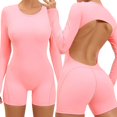 thumbnail image 1 of SUYOLL Women'S Romper Long Sleeve Solid Color Yoga Sport Activewear Crisscross Backless Romper Sporty Overalls, 1 of 8