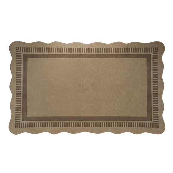 SUYOLL3x5 Outdoor Patio Rug Washable Modern Design Indoor Kitchen Mat Neutral Non-Slip Scalloped Carpet For Living Room Backyard Entryway Easy Clean