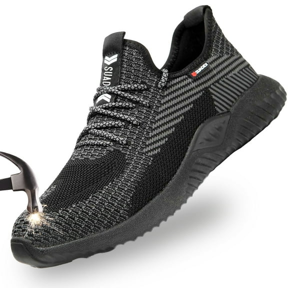 SUYSTEX Steel Toe Shoes for Men Lightweight Work Shoes Construction Industrial Work Tennis Shoes Safety Shoes Comfortable Steel Toe Sneakers for Men Women