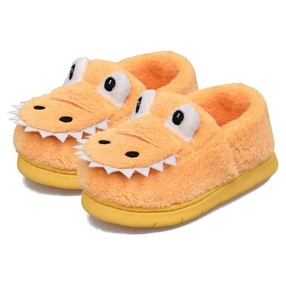 SUYSTEX Toddler Girls Boys Winter Warm Slippers Plush Aline Cute Cartoon Dinosaur Bedroom House Indoor Shoes