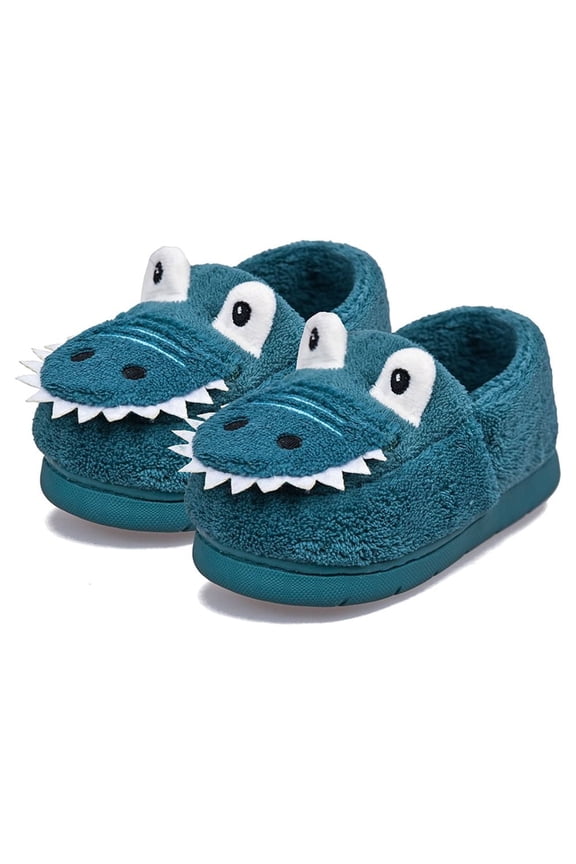 Toddler Girls Boys Winter Warm Slippers Plush Aline Cute Cartoon Dinosaur Bedroom House Indoor Shoes
