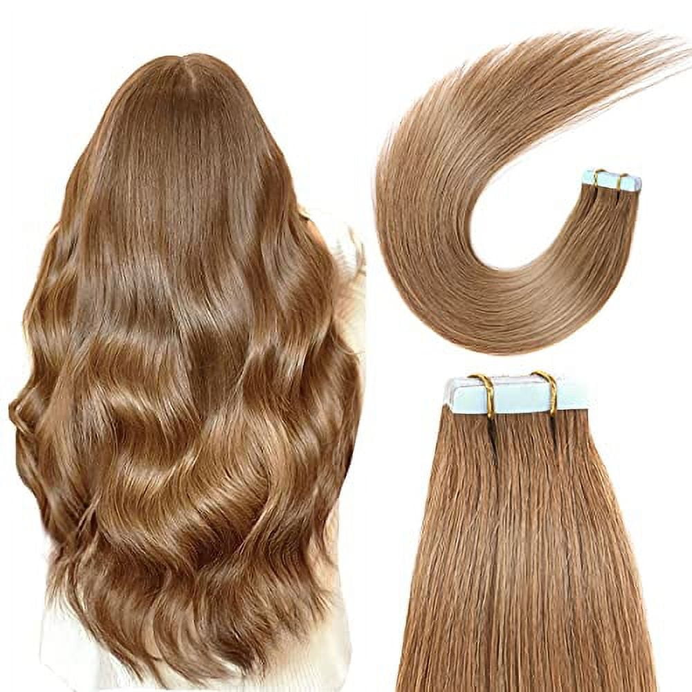 SUYYA Tape in Hair Extensions Light Brown 100 Real Human Hair 12inches 20pcs 40g pack Straight Seamless Skin Weft Tape in Remy Human Hair 12 inches