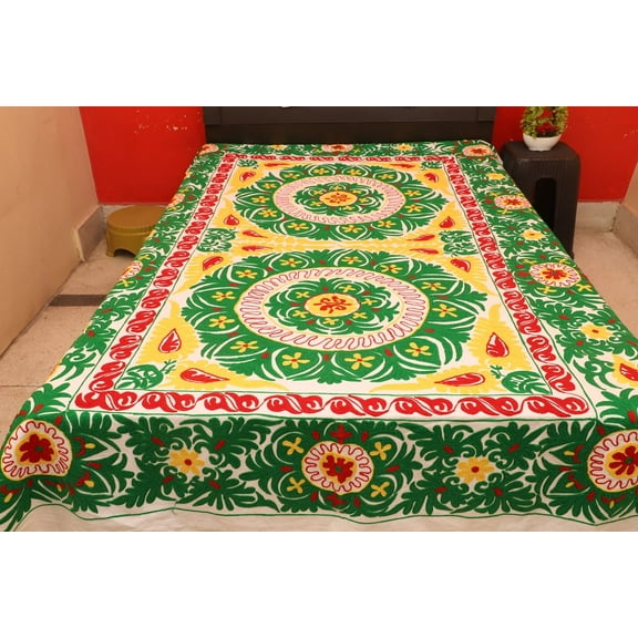 Unbranded Art Deco 1-Piece Floral Green Flat Sheets, Full/Queen