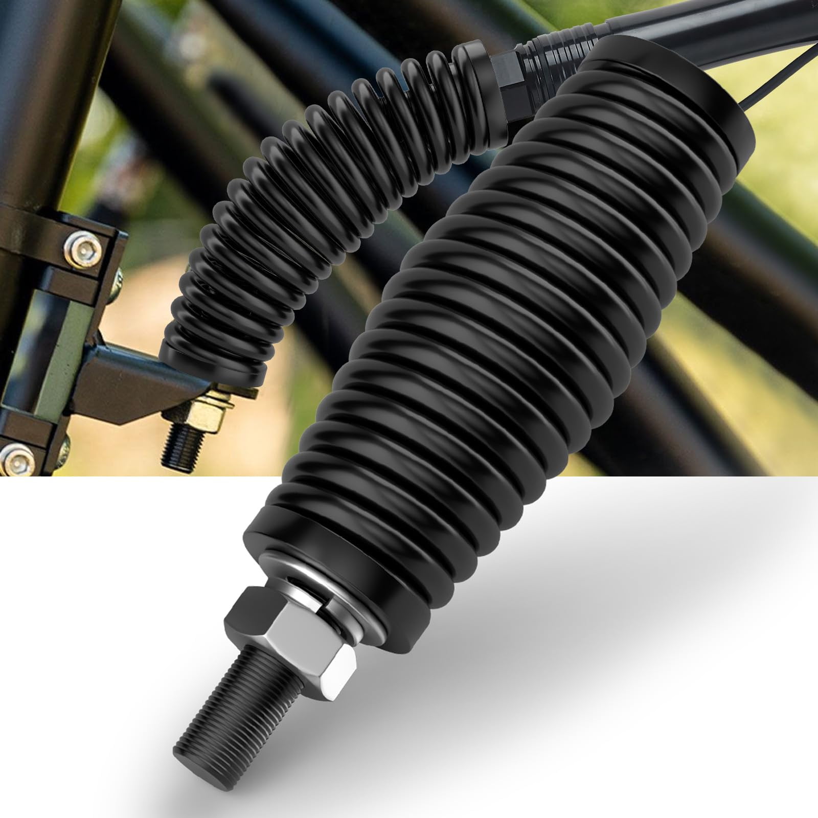 2-Piece Whip Antenna Spring Mounting Base - Heavy Duty Black For ATV UTV Jeep & Trucks