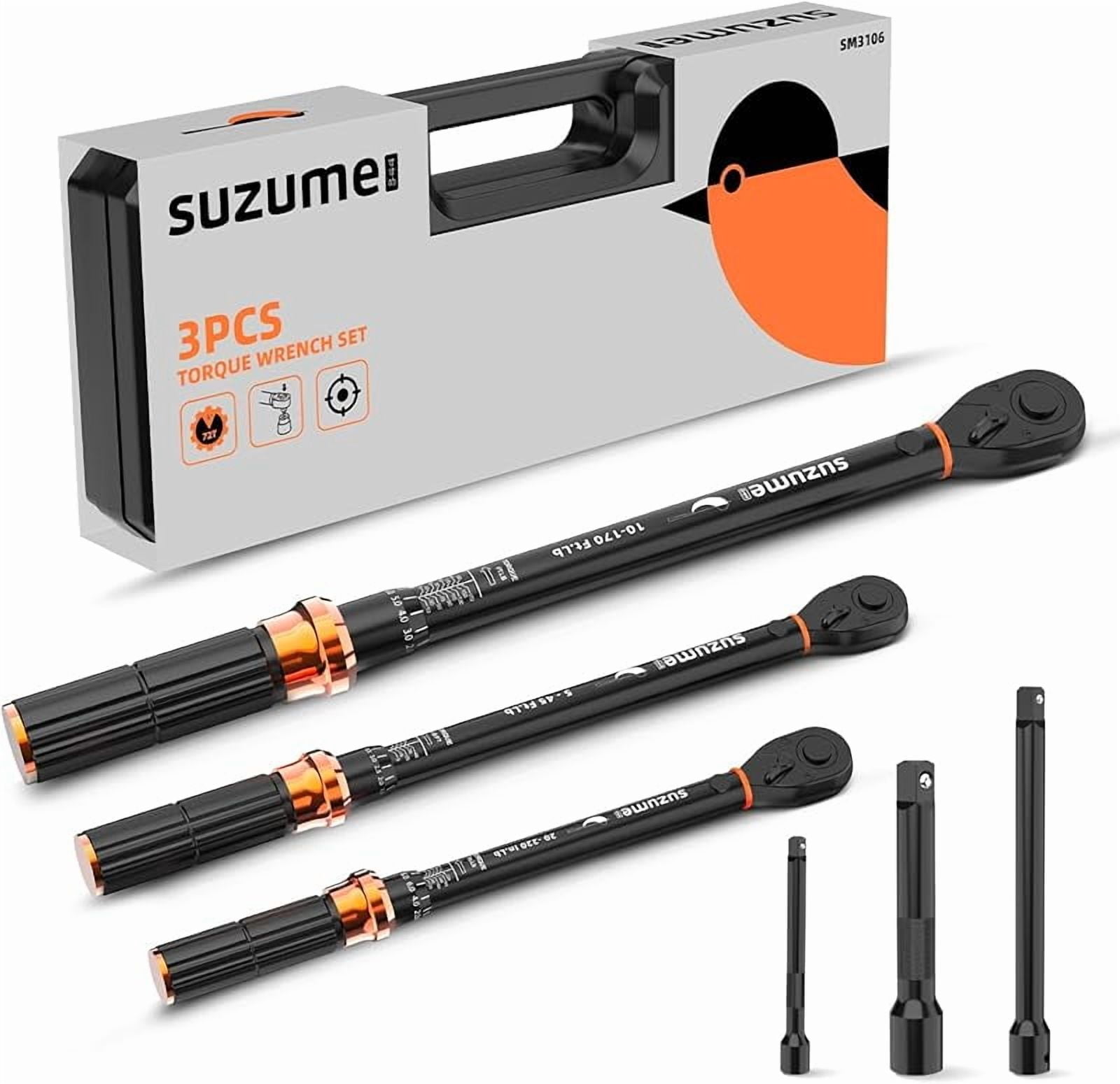 SUZUME 3PCS Torque Wrench Set 72 Teeth Dual-Direction Adjustable Torque ...