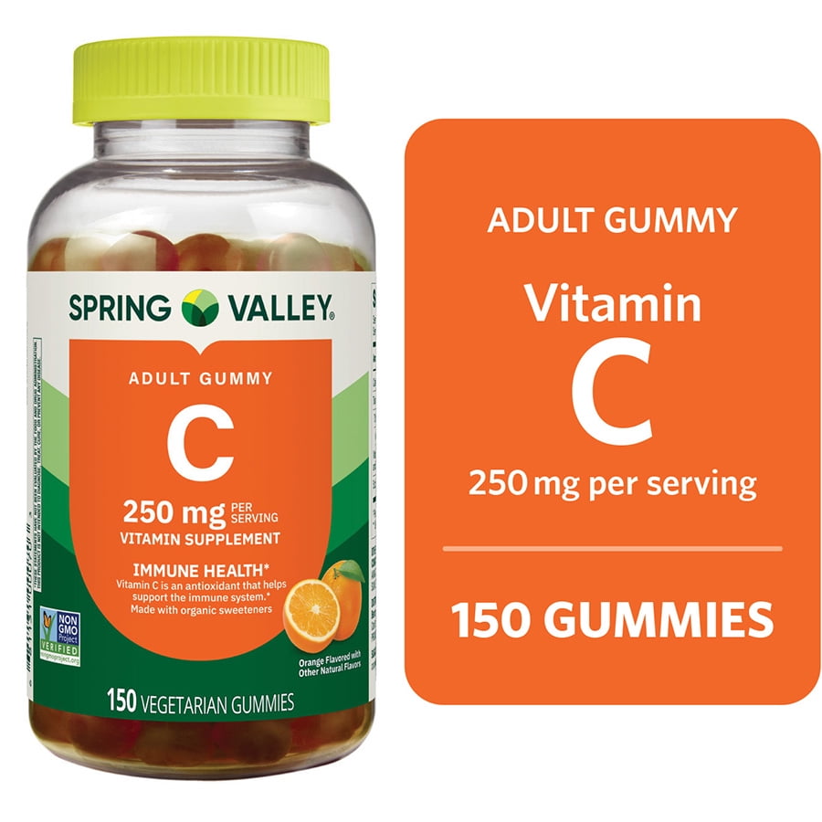 Spring Valley Vitamin C Supplement Vegetarian Gummies for Immune Health, Orange Flavor, 250 mg, 150 Count