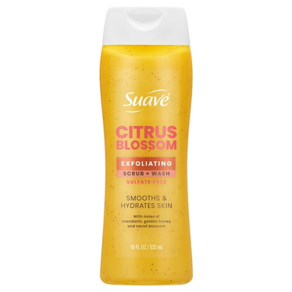 Suave Citrus Blossom Exfoliating Body Wash & Scrub With Glycerin & Vitamin E, 18 FL OZ
