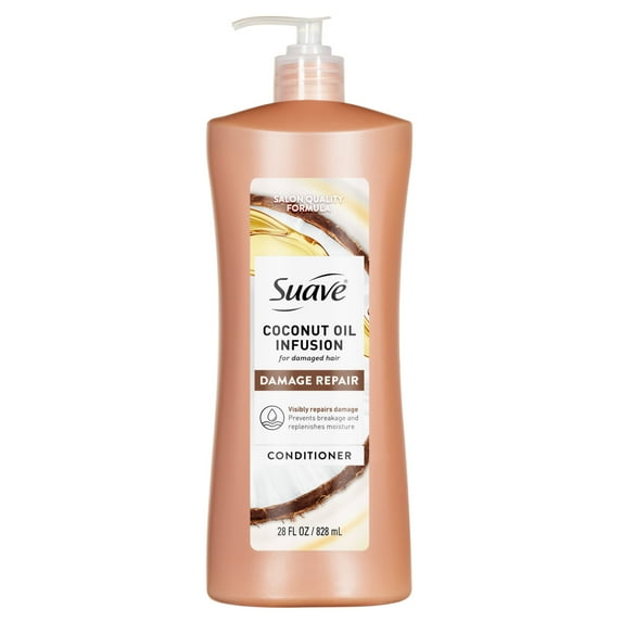 Suave Coconut Oil Infusion Conditioner for Damaged Hair, Visible Repair in 3 Uses, 28 FL OZ