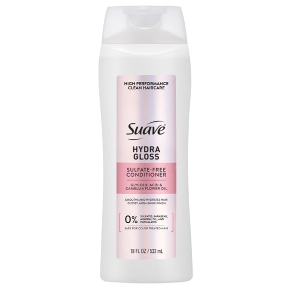 Suave Hydra Gloss Sulfate Free Conditioner with Glycolic Acid & Camellia Oil, 18 FL OZ