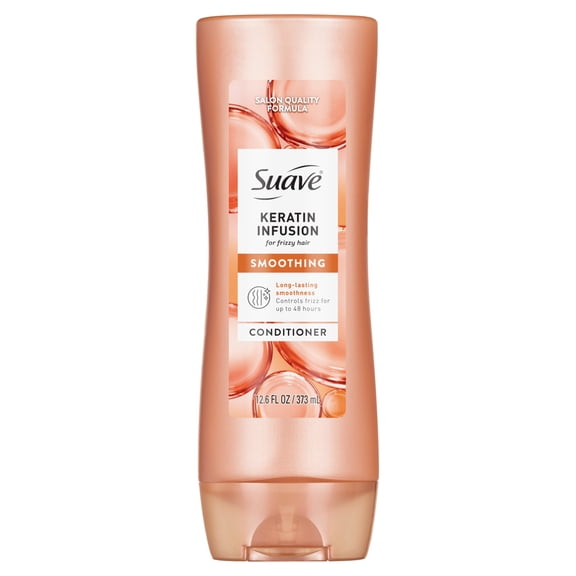 Suave Keratin Infusion Smoothing Conditioner For Frizzy Hair, 48HR Frizz Control, 12.6 FL OZ