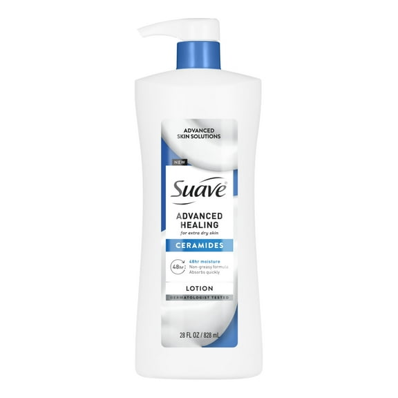 Suave Advanced Healing Hand & Body Lotion With Ceramides For Very Dry Skin, 28 fl oz Pump
