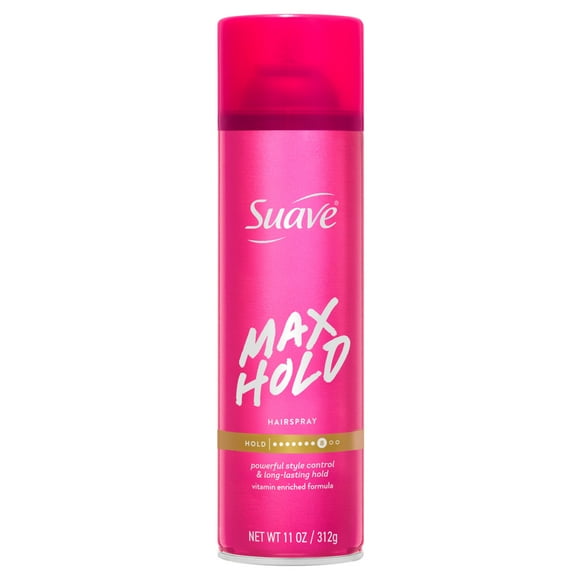 Suave Max Hold Aerosol Hairspray For Women, Strong Hold For All Hair Types, Scented, 11 OZ