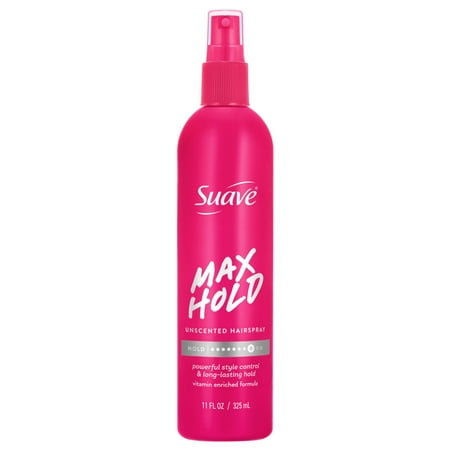 Suave Hairspray Max Hold, Non-Aerosol, Strong Hold, Lightweight Not Sticky, All Hair Types, 11 fl oz