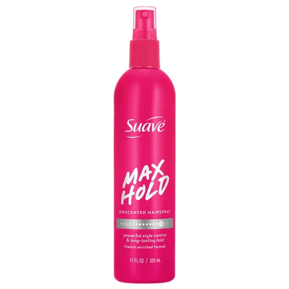 Suave Max Hold Unscented Non-Aerosol Hairspray, Strong Hold, All Hair Types, 11 FL OZ
