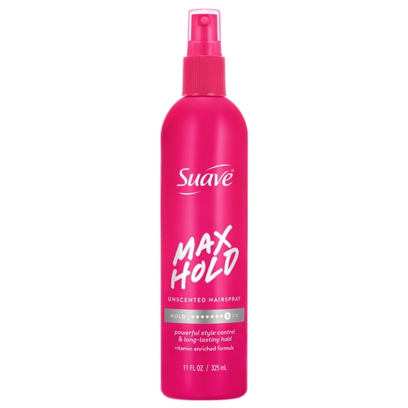 Suave Max Hold Unscented Non-Aerosol Hairspray, Strong Hold, All Hair Types, 11 FL OZ