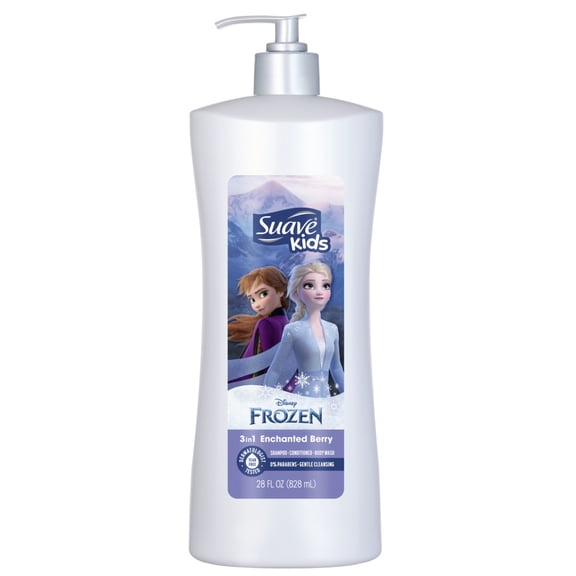 Suave Kids Frozen 3-in-1 Shampoo, Conditioner, Body Wash, Enchanted Berry Scent, 28 FL OZ Pump