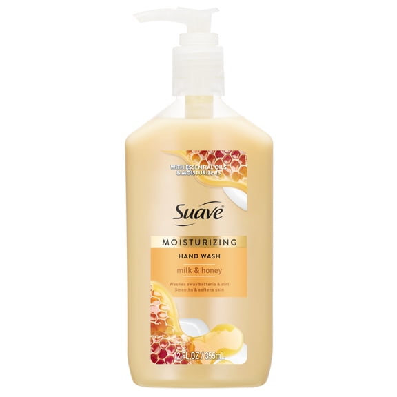 Suave Moisturizing Milk & Honey Hand Soap, Gentle Cleanser for Hands, 12 FL OZ