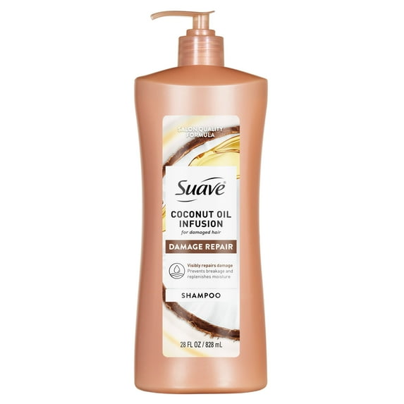 Suave Coconut Oil Infusion Shampoo for Damaged Hair, 28 FL OZ Pump