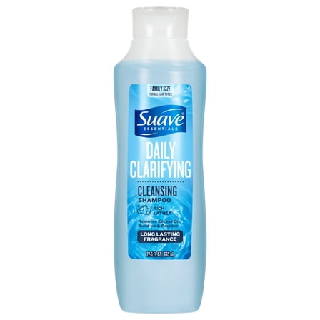 Suave Essentials Daily Clarifying Shampoo, Deep Cleansing for All Hair Types, 22.5 FL OZ