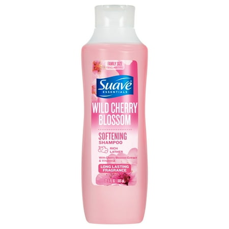 Suave Wild Cherry Blossom Softening Shampoo, Cherry Blossom Extract & Vitamin E, 22.5 FL OZ