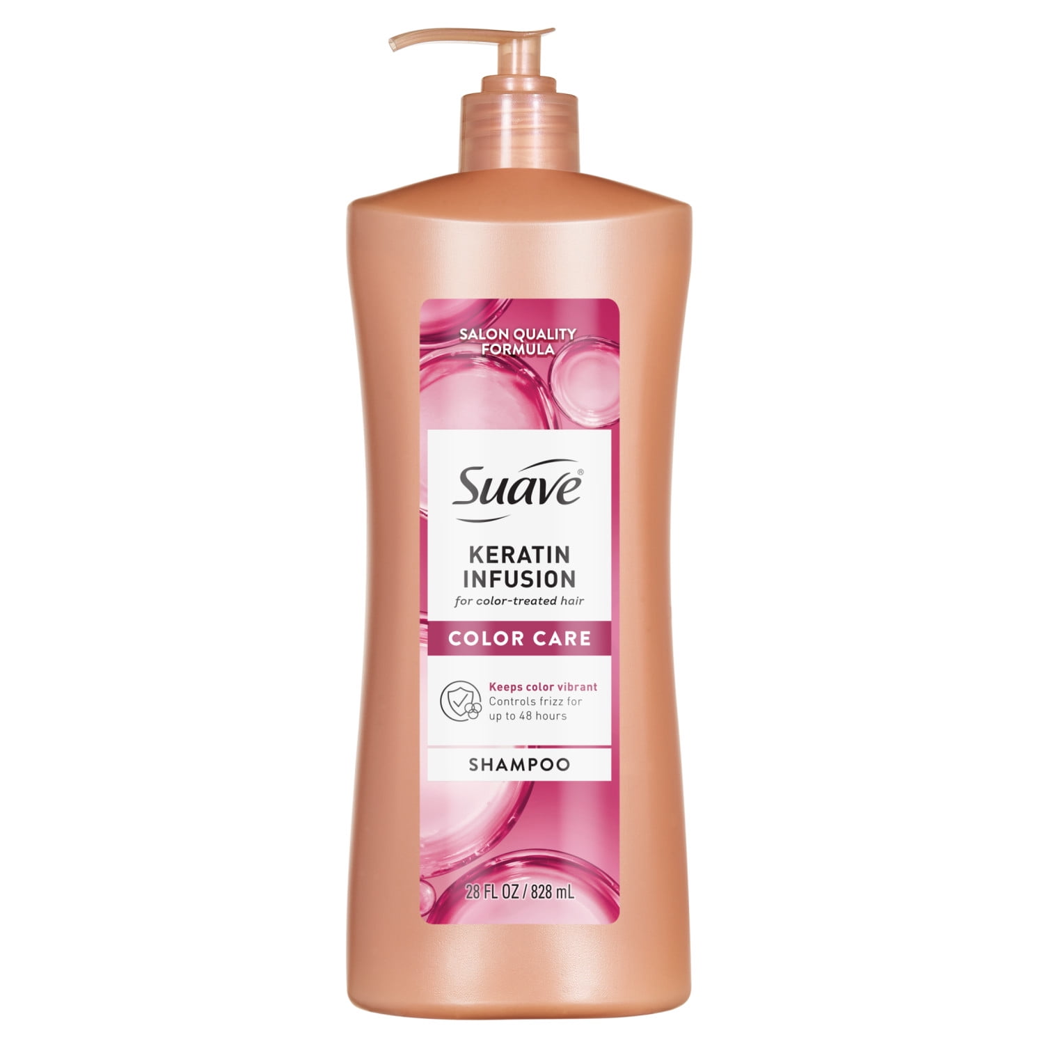 Suave Keratin Infusion Shampoo For Color Treated Hair, 48HR Frizz Control, 28 FL OZ Pump