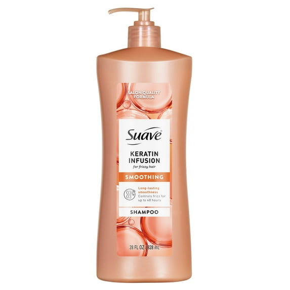 Suave Keratin Infusion Smoothing Shampoo For Frizzy Hair, 48HR Frizz Control, 28 FL OZ