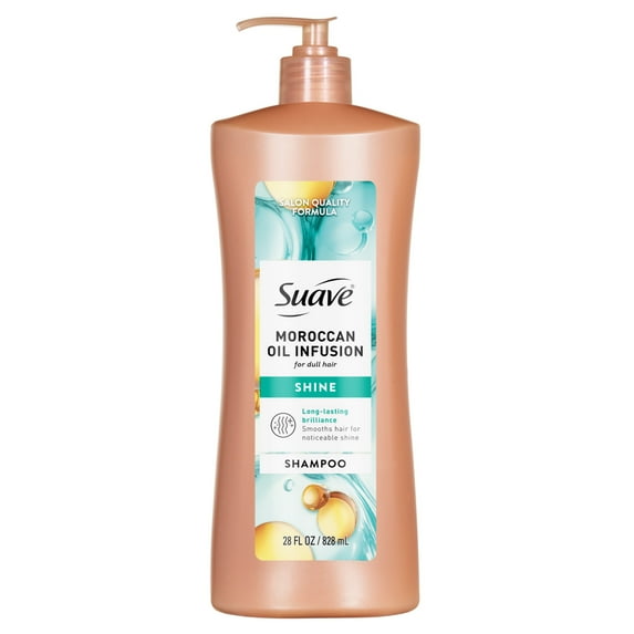 Suave Moroccan Oil Infusion Shampoo For Dull Hair, Adds Shine, 28 FL OZ