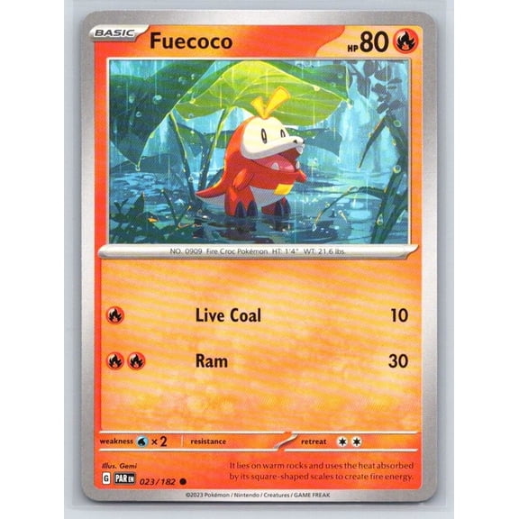 2023 Pokmon TCG SV04 Paradox Rift Fuecoco Common 023/182 English Near Mint or Better Card