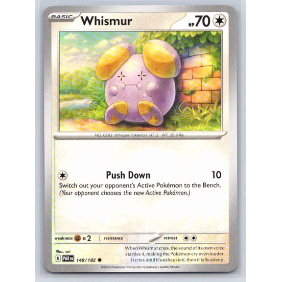 Pokmon Whismur SV04 Paradox Rift 148/182 Common Trading Card