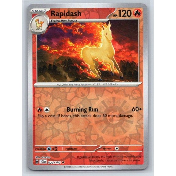 2024 SV07 Stellar Crown Rapidash Reverse Holo Uncommon #020/142 English Pokmon TCG Trading Card