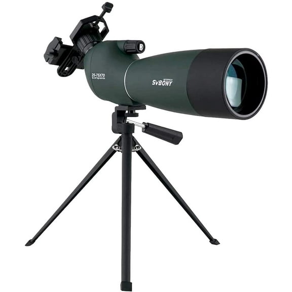 SV28 Spotting Scopes with Tripod, Angled 25-75x70mm Spotter Scope with Phone Adapter, Waterproof Fogproof Spotting Scope for Bird Watching, Target Shooting, Wildlife Viewing