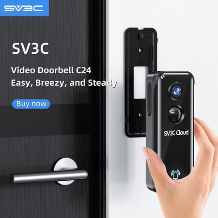 SV3C Wireless Video Doorbell Camera with Chime, 2K Ultra HD, No Subscription, Human Detection, Night Vision, 2-Way Audio, IP65, Battery Powered, Alexa Compatible camara wifi home security hd camara